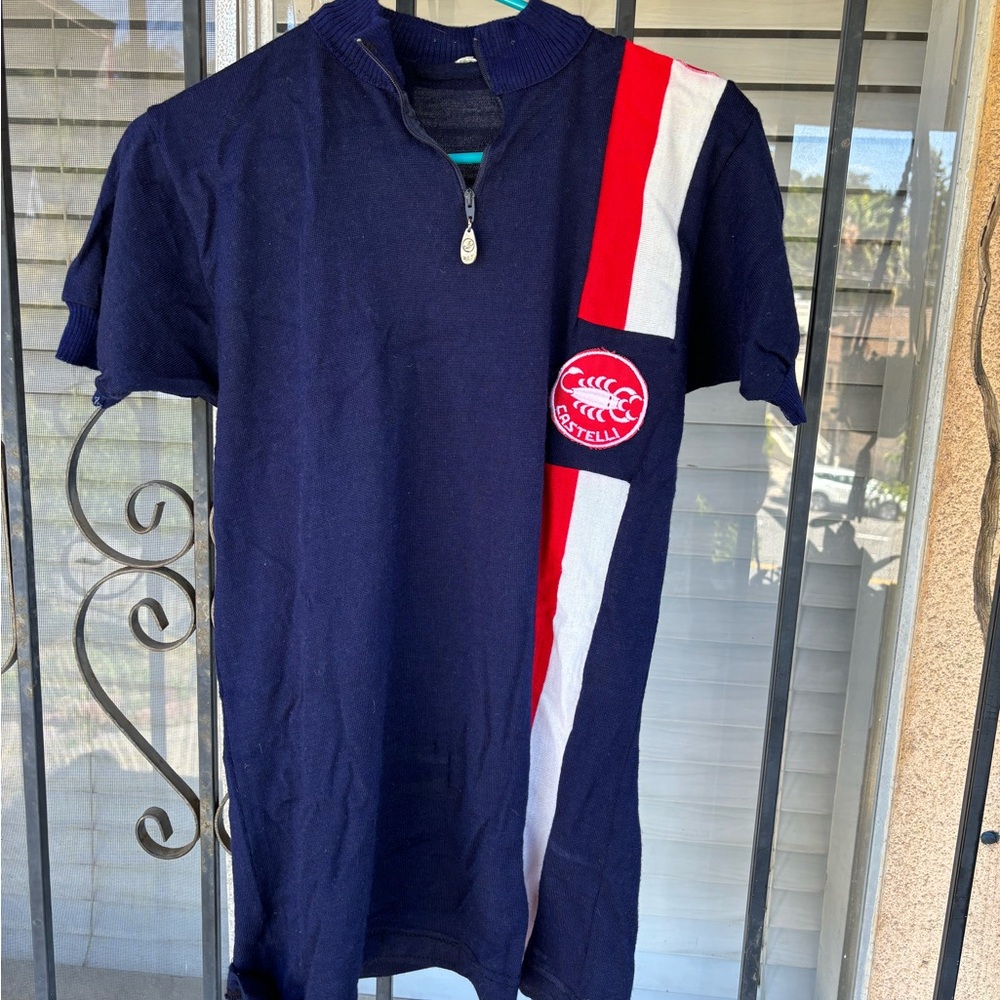 Mens Unisex Vintage Castelli Cycling Shirt Top Red White Blue Eroica Campagnolo